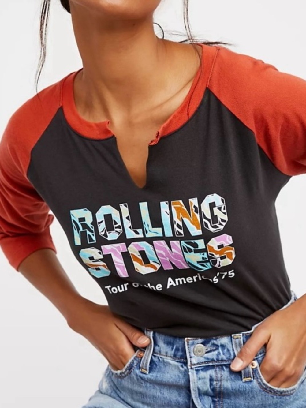Daydreamer x Free People Rolling Stones Women's Raglan Tee.